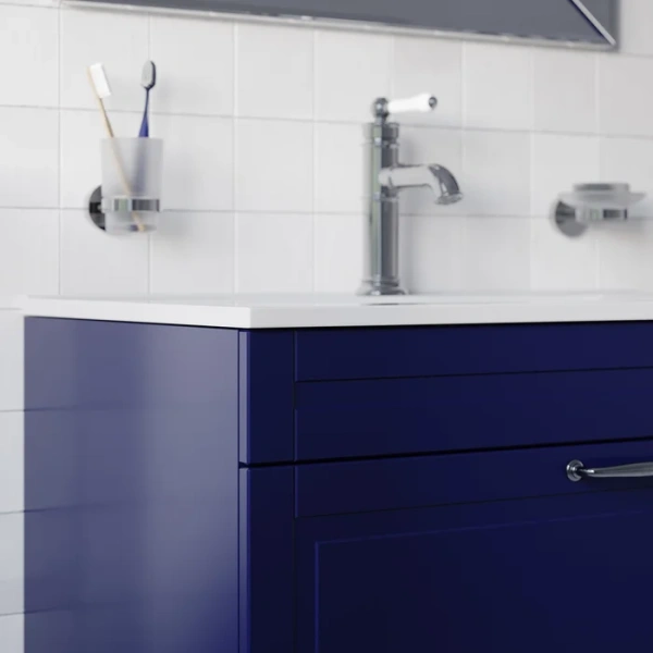 Тумба под раковину напольная IDDIS Oxford 80 см синяя, моноблок - фото 5