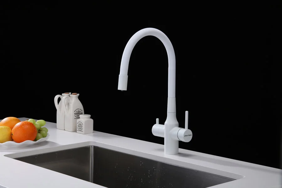 Смеситель для кухни Paulmark Salix белый матовый, современные, hi-tech - фото 3