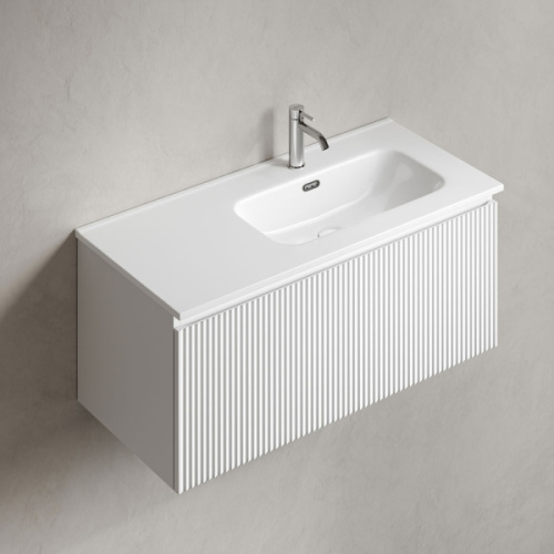 Тумба под раковину подвесная Sancos Snob R 1.0 100 см правая bianco, моноблок - фото 5