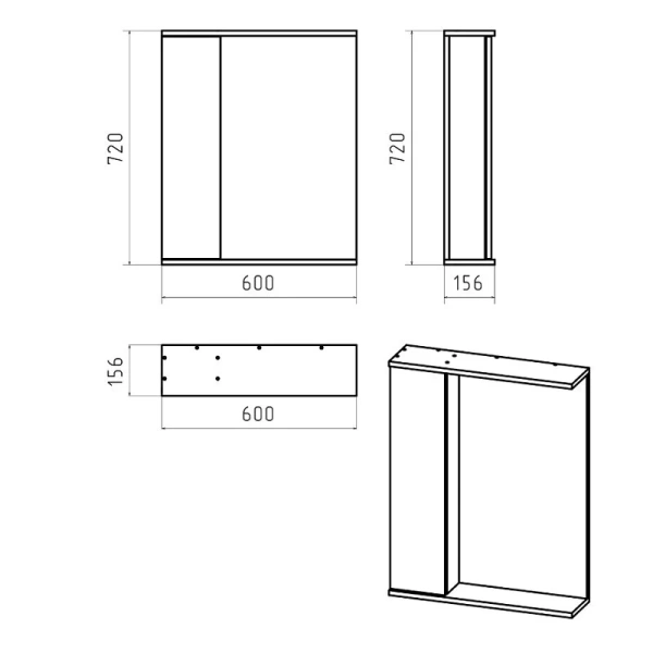 Зеркальный шкаф с подсветкой Misty Лира 60 см правый, современные, hi-tech - фото 4