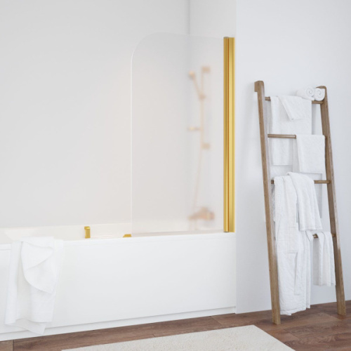 Душевая шторка на ванную профиль золотой стекло сатин Vegas-glass, недорогие - фото 2