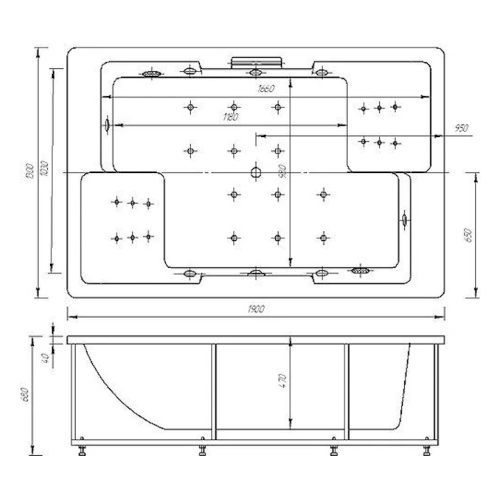Ванна акриловая Акватек Дорадо DOR190-000 190x130 см прямоугольная - фото 3