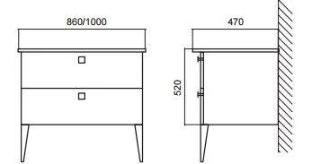 Тумба с раковиной подвесная BelBagno Atria 85 см с двумя выдвижными ящиками ATRIA-850-2C-SO-BL, классика, ретро - фото 3