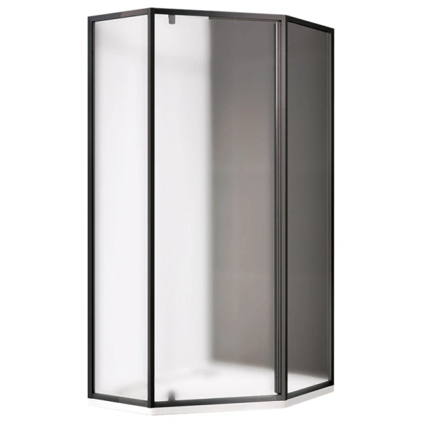 Душевой уголок Cezares Eco 90x90 см стекло рифленое профиль черный - фото 1