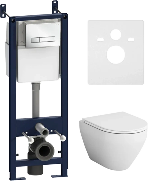 Унитаз с инсталляцией Am.Pm Spirit клавиша белый глянец - фото 1