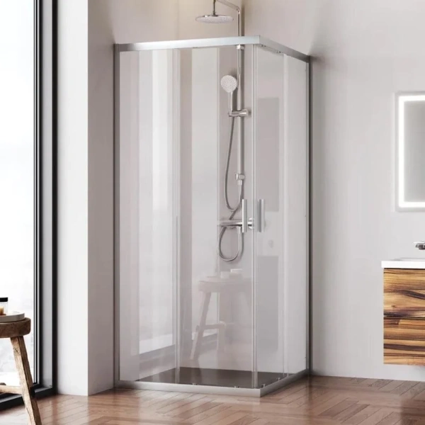 Душевой уголок Am.Pm Gem 90x90 см профиль хром матовый, со средним поддоном - фото 9