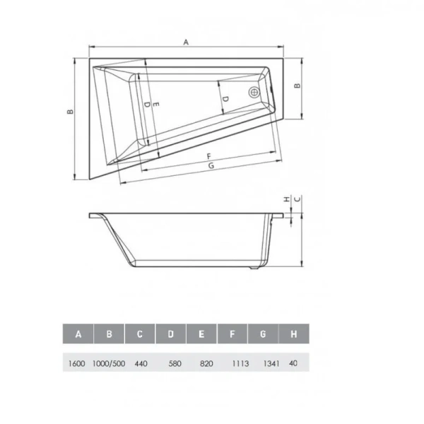 Ванна акриловая Vayer Tessa Гл000026809/Гл000026810, 160 x 100 см, левая/правая, цвет белый, акриловые - фото 2