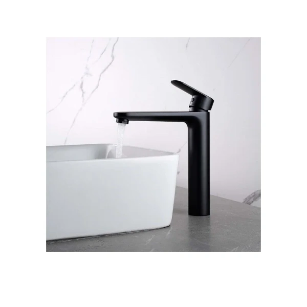 Смеситель для раковины Акватек Ника черный матовый, с коротким изливом - фото 7