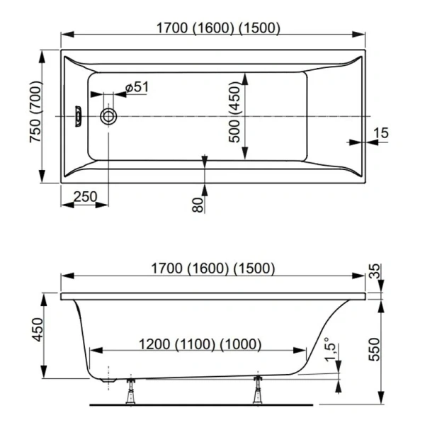Ванна акриловая Vagnerplast Veronela 160×70 см белая - фото 2