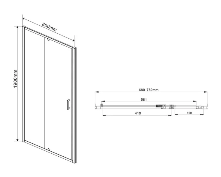 Душевая дверь в нишу Vincea Intra 80 см стекло шиншилла, современные, hi-tech - фото 2