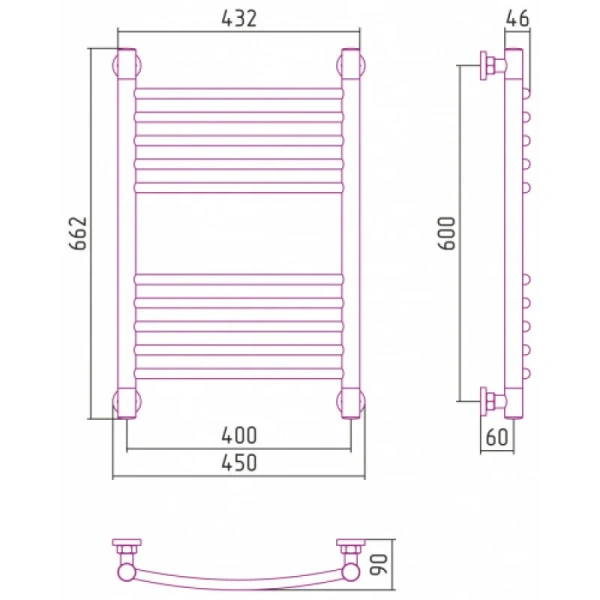 Полотенцесушитель водяной Сунержа Богема+ 40х60 см состаренная бронза, современные, hi-tech - фото 2