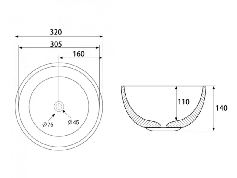 Раковина Abber Bequem 32 см серая матовая, накладные (на столешницу), пристенные - фото 3