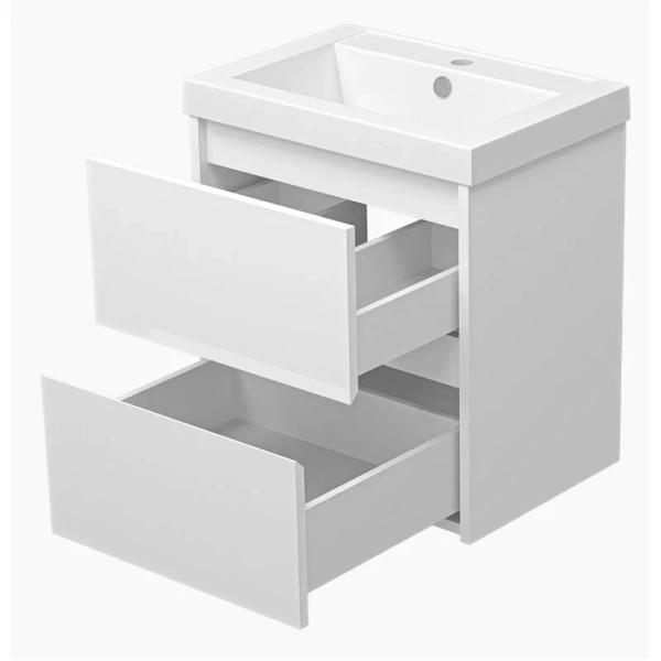 Тумба с раковиной подвесная Misty Алиса 50 см с ящиками - фото 4