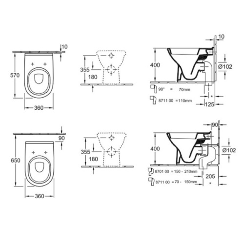 Унитаз напольный Villeroy & Boch O.novo альпийский белый с антибактериальным покрытием - фото 2