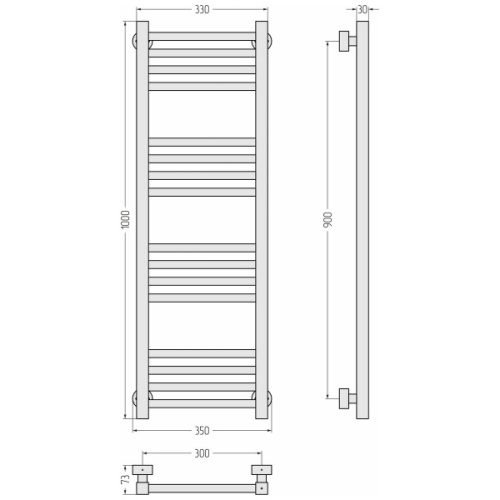 Полотенцесушитель водяной Сунержа Модус PRO 30х100 см шампань - фото 3