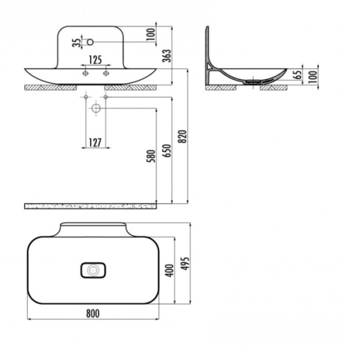 Раковина Creavit Foglia 80 см белая - фото 4