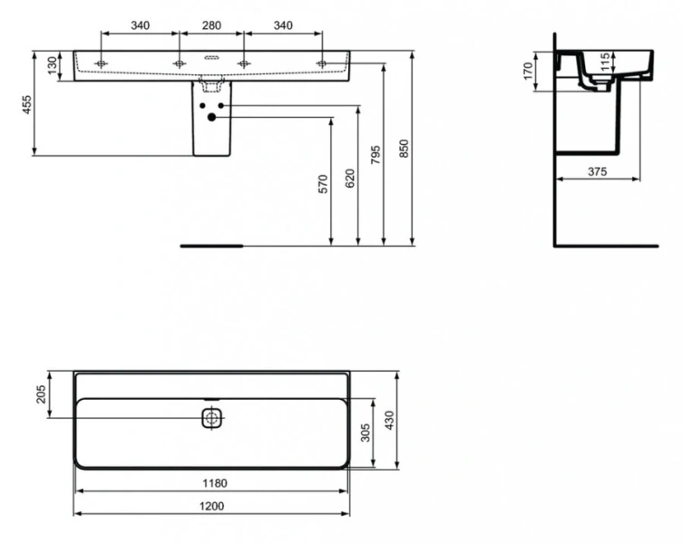 Раковина Ideal Standard Strada II 120 см - фото 2