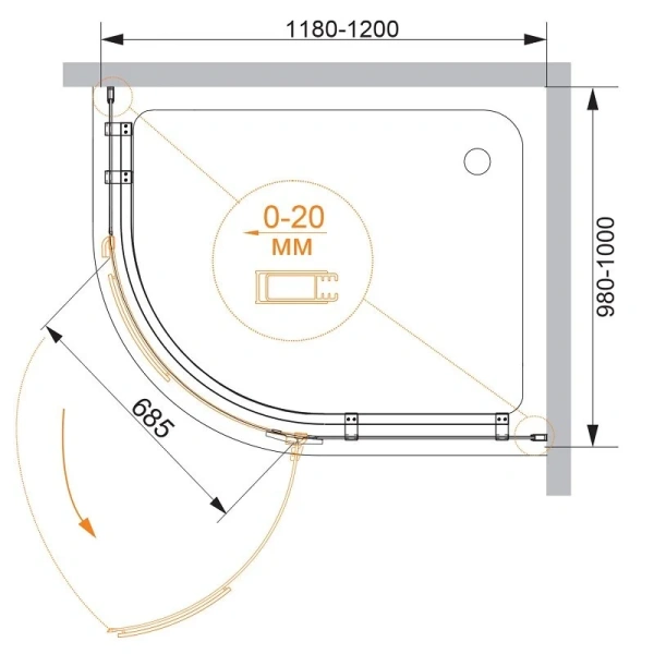 Душевой уголок Cezares Bergamo 120х100 см левосторонний - фото 4