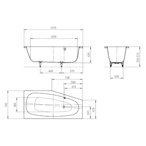 Ванна левая с противоскользящим покрытием полный antislip Kaldewei Advantage, глубокие - фото 3