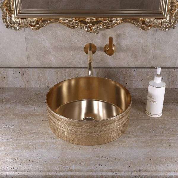Раковина Grossman 35,5 см золотая, накладные (на столешницу), пристенные - фото 3