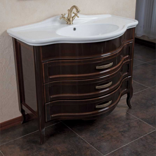 Тумба для раковины, цвет тёмное дерево глянец, фурнитура бронза, La Beaute Joanna index_1 - фото 3