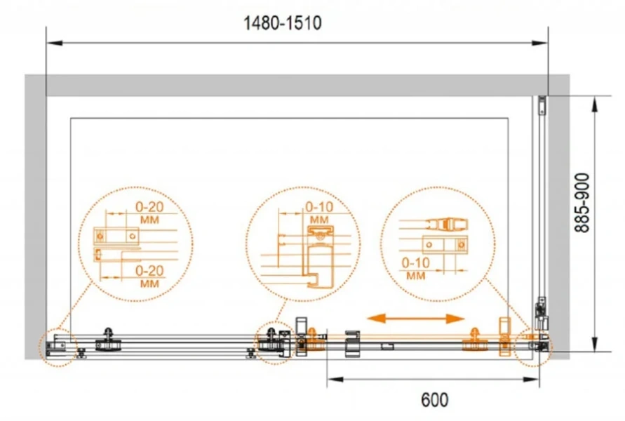 Душевой уголок Cezares Stylus M 150х90 см профиль хром - фото 2