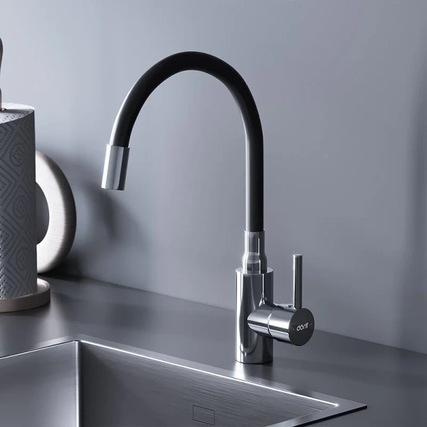 Смеситель для кухни Dorff Logic D30076 с гибким изливом, хром, белые, черные, комбинированные - фото 4