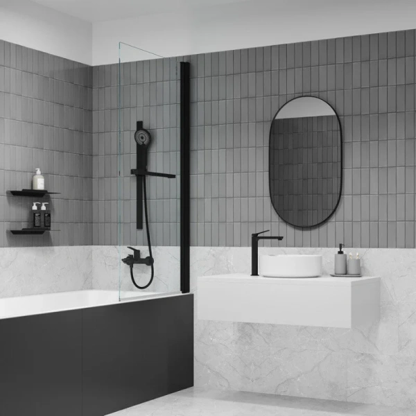 Смеситель для ванны IDDIS Parker черный матовый, из латуни, округлая форма - фото 5