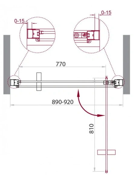 Душевая дверь Belbagno Marmi 90 см профиль хром стекло прозрачное - фото 2