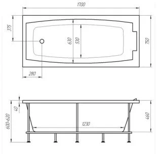 Ванна акриловая Relisan Kristina Гл000008873 170 х 75 см - фото 2