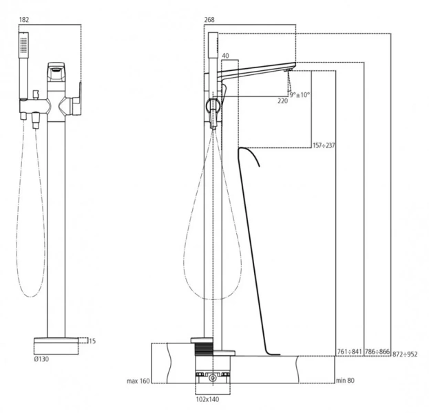 Смеситель для ванны Ideal Standard Tonic II A6347 напольный - фото 2