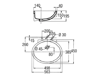 Раковина Jacob Delafon Ovale Dessus встраиваемая, современные, hi-tech - фото 2