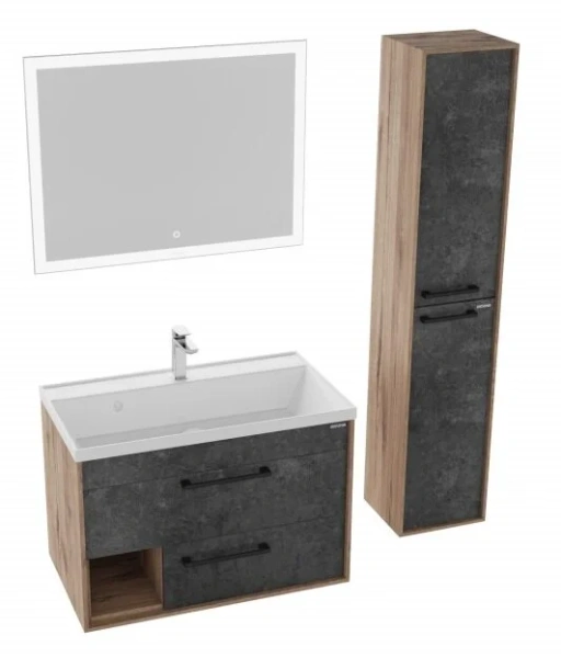 Тумба под раковину подвесная Grossman Реал 80 см веллингтон/бетон, современная, hi-tech, лофт - фото 3