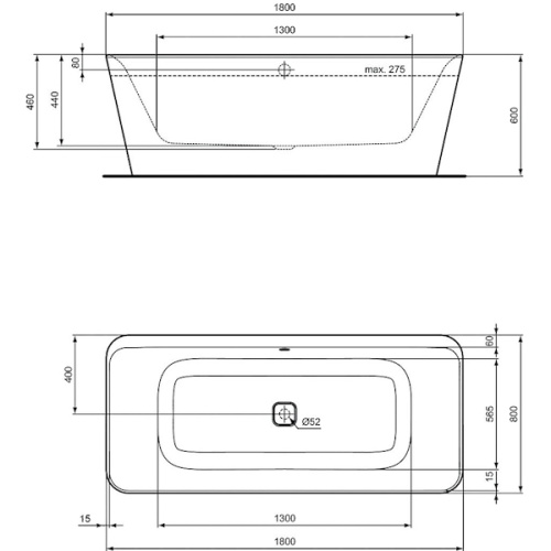 Ванна акриловая Ideal Standard Tonic II 180х80 см свободностоящая - фото 3