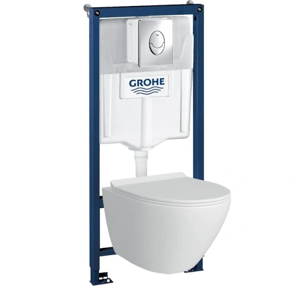 Унитаз с инсталляцией Grohe Rapid SL клавиша хром - фото 1