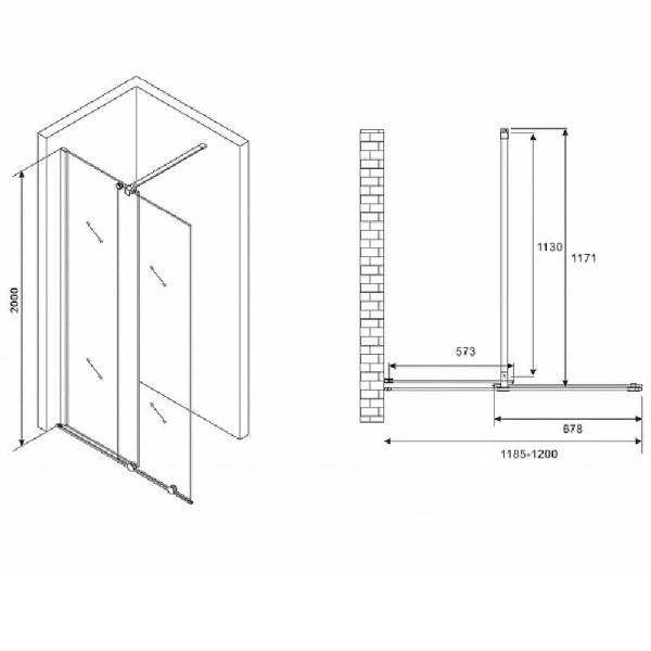 Душевая дверь в нишу Abber Komfort 120 см стекло прозрачное - фото 2