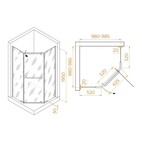 Душевой уголок RGW Passage PA-081 100x100 см профиль хром, стекло прозрачное - фото 3