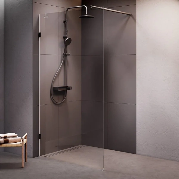 Душевая перегородка Am.Pm X-Joy 110 см профиль черный, недорогие, стеклянные - фото 5