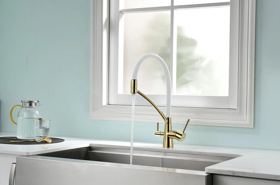 Смеситель для кухни Paulmark Siegen золото с белым, комбинированные - фото 4