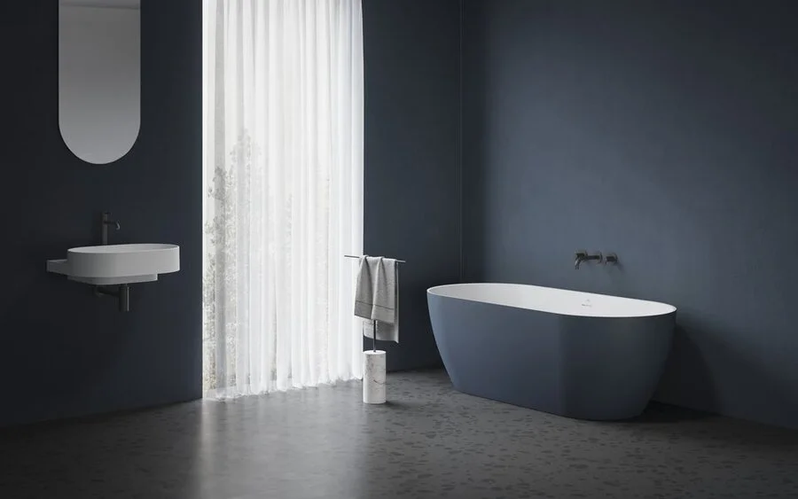 Ванна акриловая Ravak Freedom O TEC CD21400000, 170 x 77 см, отдельностоящая, синяя, слив-перелив белый, овальные - фото 5