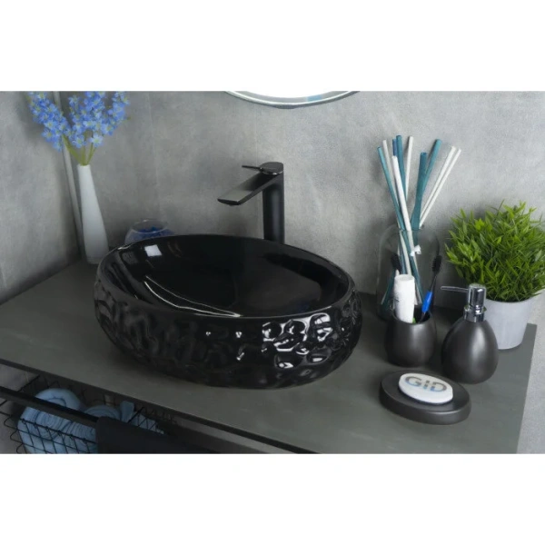 Раковина GID Lago 9030bf 48 см накладная черная, керамические - фото 7