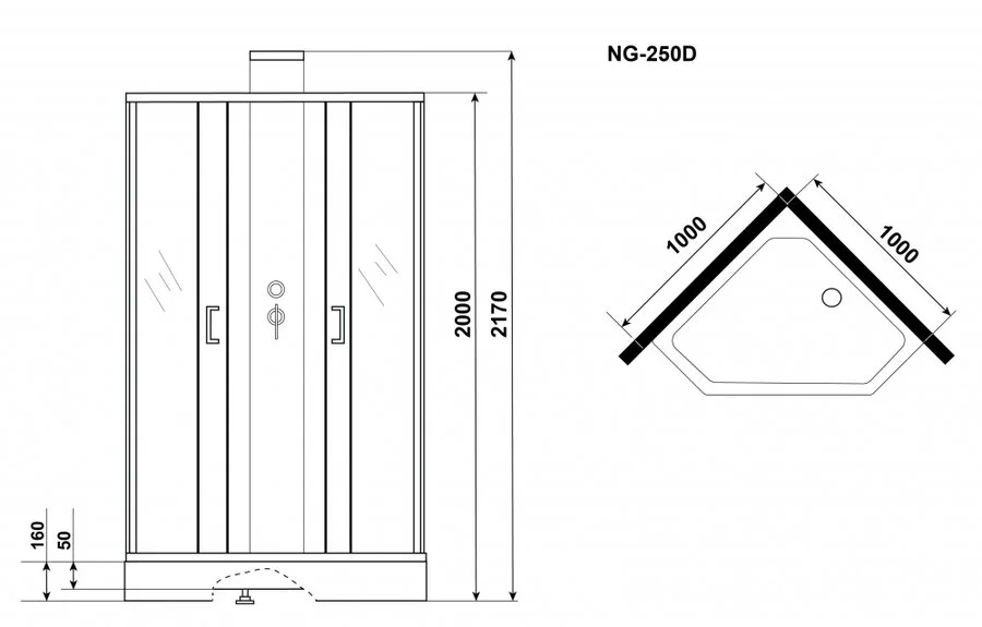 Душевая кабина Grossman Elegans 100x100 см пятиугольная - фото 2