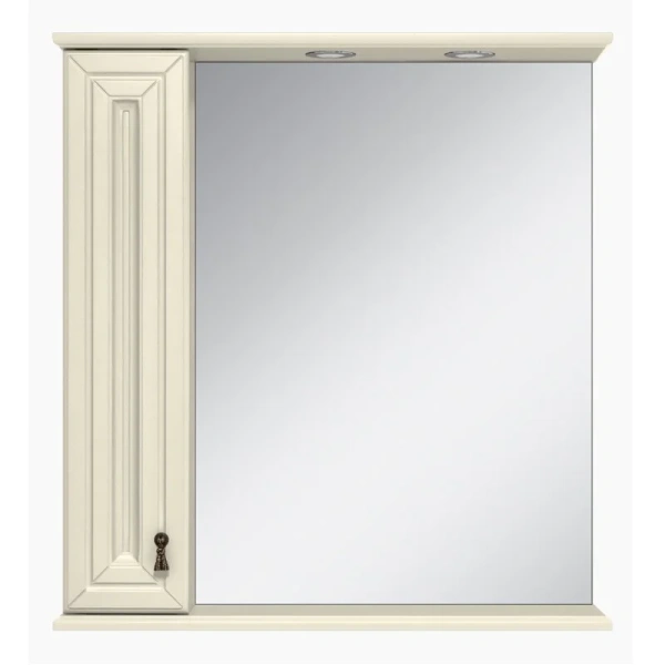 Зеркальный шкаф с подсветкой Misty Лувр 75 см слоновая кость левый - фото 1