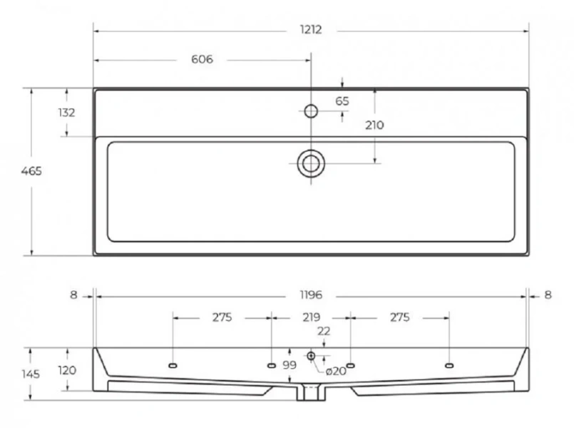Раковина мебельная Cezares 120 см белая, нет в наличии - фото 2