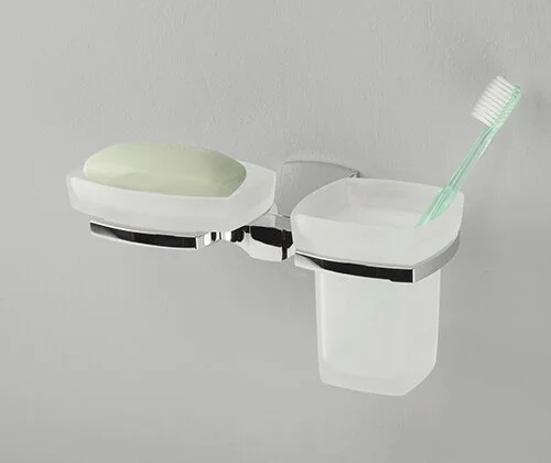 Стакан для ванной и мыльница WasserKRAFT Wern хром - фото 3