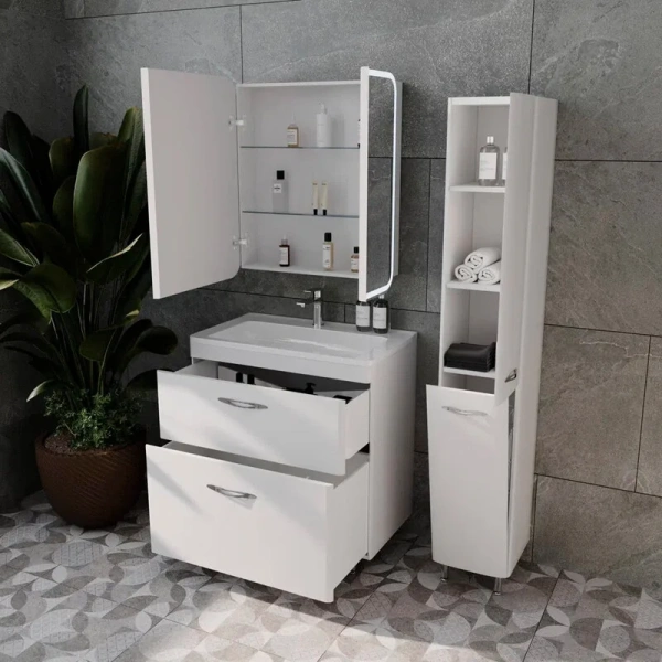 Тумба под раковину напольная Style Line Каре 80 см белая, напольная, пристенная - фото 4