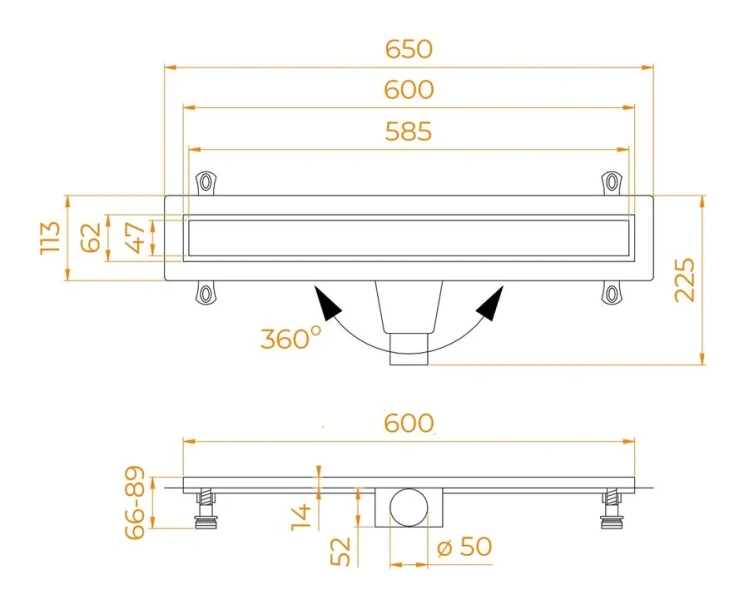 Душевой лоток RGW Drain Leo 60 см золото - фото 2