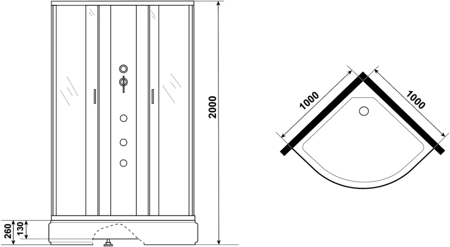 Душевая кабина Niagara Classic 100x100 см с гидромассажем, со средним поддоном index_1 - фото 14