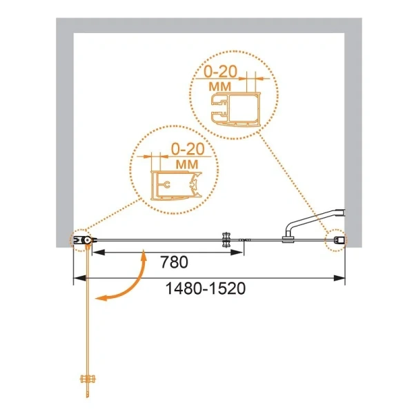 Душевая дверь в нишу Cezares Elena 150 см стекло прозрачное - фото 2