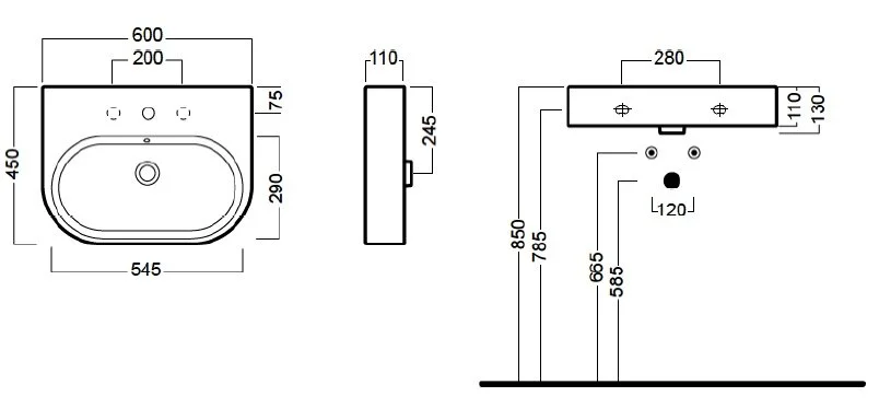 Раковина подвесная Hatria Area 60х45 см, подвесные - фото 2